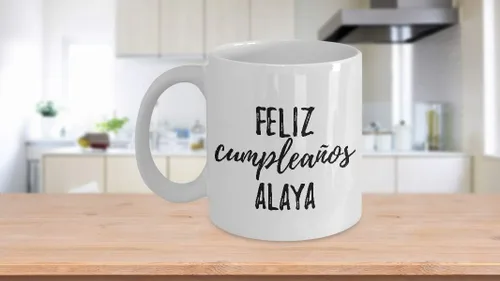 Miniatura 3 de Feliz Cumpleanos Alaya Mug Spanish Happy Birthday Personalized Name Gift Coffee Tea Cup 11 oz