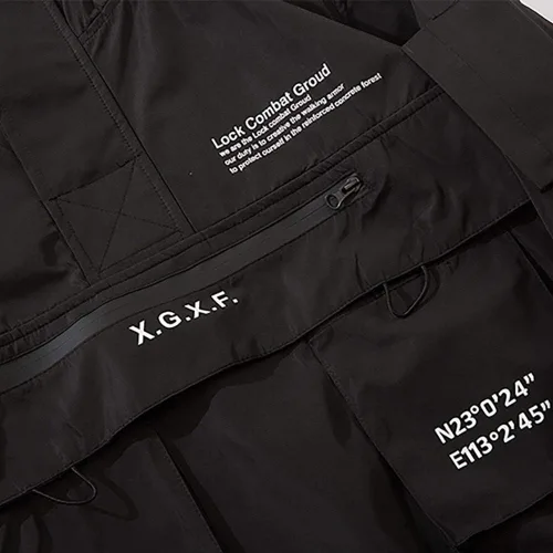 Miniatura 7 de MFCT Cortavientos impermeable Techwear con capucha de embudo para hombre
