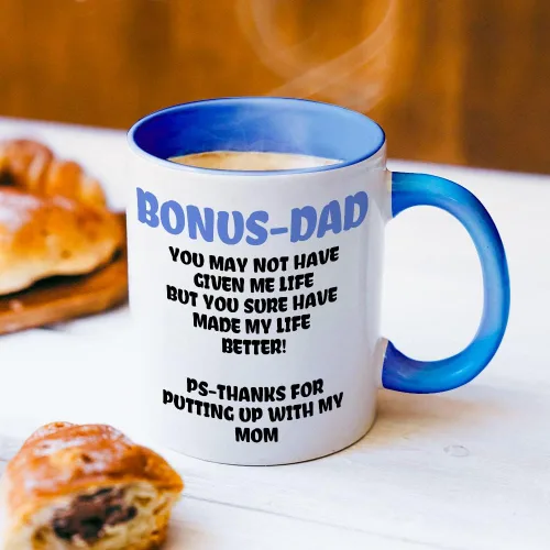 Miniatura 3 de Taza de café Bonus Dad de Fatbaby, divertidas tazas de café para regalo para padrastro de hija, hijo, hijastra, regalos para el Día del Padre