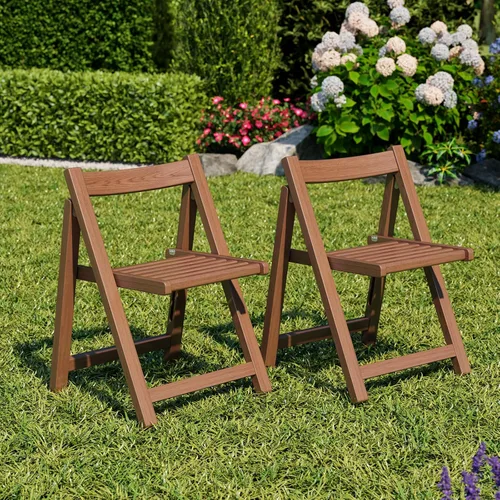 Miniatura 8 de AnywaysWood Soild - Juego de 2 sillas plegables de madera para interiores o exteriores, capacidad de 300 libras, ahorro de espacio y diseño portátil