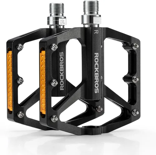 Miniatura 13 de ROCKBROS Pedales de Bicicleta de Montaña Pedales MTB Pedales Planos de Bicicleta de Aluminio 9/16" Rodamiento Sellado Plataforma Ligera