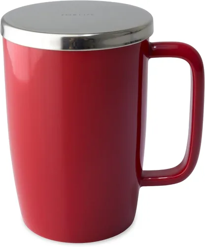 Miniatura 9 de FORLIFE Taza de preparación con acabado brillante de rocío con infusor de cesta y tapa inoxidable "Mirror", 18 onzas, lima