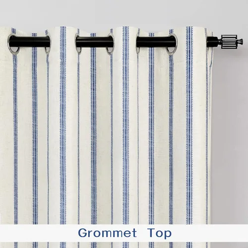 Miniatura 2 de DriftAway - Cortinas de Lino Mezcla de Granja 100% Opacas de 84 Pulgadas de Largo para Dormitorio, Cortinas Verticales Rayadas Impresas de Lino