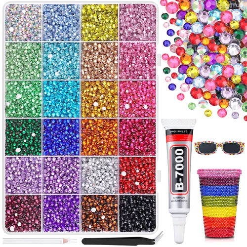 Miniatura 30 de 30000 diamantes de imitación de resina para deslumbrar con pegamento de joyería B7000, gemas de imitación doradas para manualidades, ropa, vasos