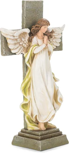 Miniatura 3 de Joseph's Studio by Roman Inc., Ángel conmemorativo con cruz, colección de jardín, estatua religiosa, santa familia, monumento, ángel, santo