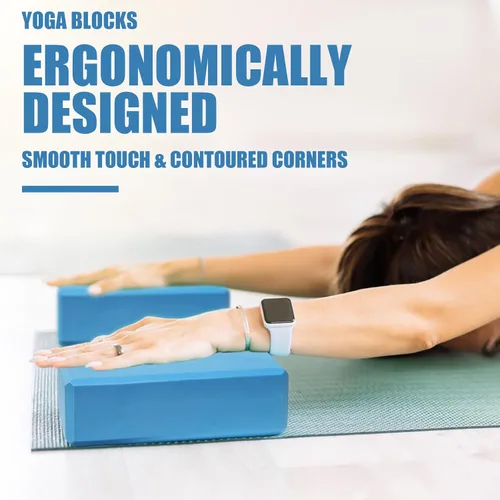 Miniatura 4 de 2 Pcs Yoga Blocks, 9"x6"x3" Foam Blocks Yoga Props for Pilates Stretching and Meditation Exercise Blocks Lightweight Yoga Essentials Azul