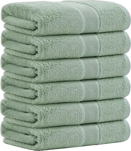 Miniatura 8 de Aibaser Toallas de baño, 27 x 54 pulgadas, naturales, ultra absorbentes, para baño, viajes, gimnasio, ducha y spa (juego de 6 piezas) (azul)