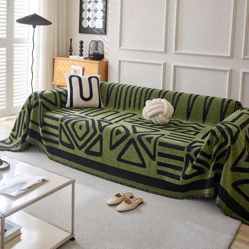 Miniatura 10 de Handontime - Funda de sofá de felpilla para perros y mascotas, estilo bohemio, sofá modular en forma de L, sofá 3 cojines, 71 x 118 pulgadas, negro