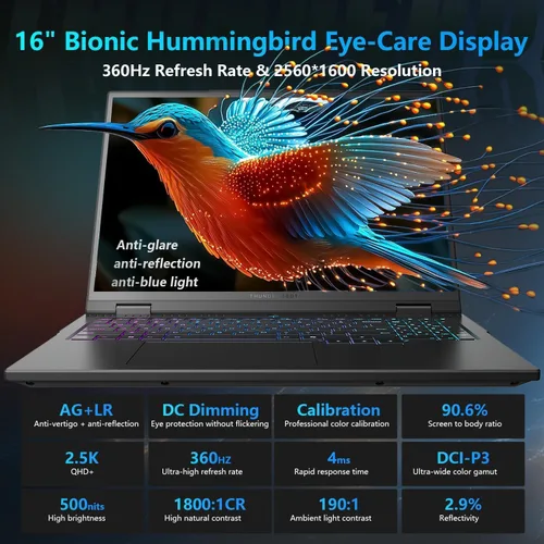 Miniatura 5 de Thunderobot Radiant 16 4060 2.5K portátil para videojuegos pantalla QHD+ de 16" a 240Hz Intel Core i7-14650HX de 14ª generación GeForce RTX