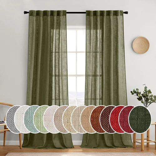 Miniatura 31 de MIULEE Cortinas de lino blanco de 108 pulgadas de largo para dormitorio, sala de estar, cortinas de ventana con textura de lino suave y grueso, Lino