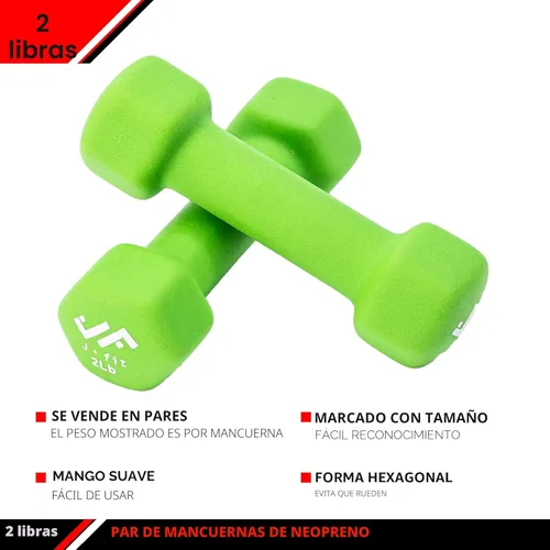 Miniatura 3 de JFIT Dumbbell Pairs or Sets – Neoprene & Vinyl Coated Hand Weights for Home Gym, Strength Training, Aerobics, Cardio Exercise and Fitness