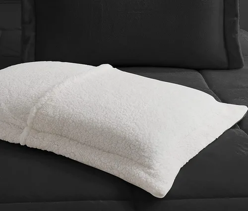 Miniatura 10 de Elegant Comfort Juego de edredón sherpa ultra afelpado de 2 piezas, color sólido y reverso esponjoso, apto para todas las estaciones, peso pesado