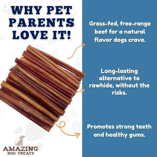 Miniatura 3 de Amazing Dog Treats - Palitos de matón de tamaño mediano de 6 pulgadas (10 unidades) - Palitos de matón a granel para perros - No ocultar huesos