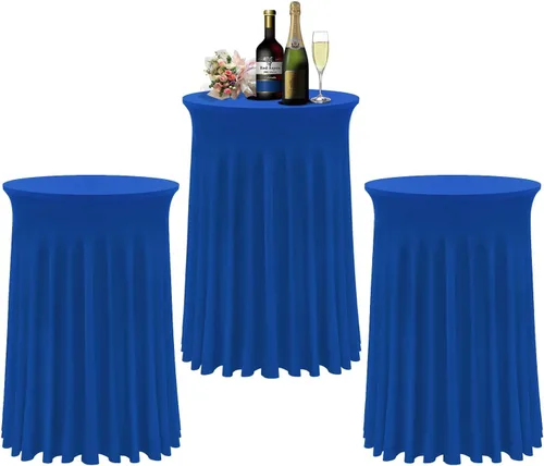 Miniatura 7 de BDDC Fundas para mesa de cóctel, paquete de 2 manteles de 24 x 43 pulgadas, color negro, con falda redonda ondulada natural para bar, boda, fiesta