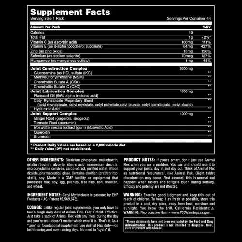 Miniatura 6 de Animal Pak - Práctico paquete de vitaminas y suplementos todo en uno - Zinc y Flex - Suplemento completo de apoyo para las articulaciones - Contiene
