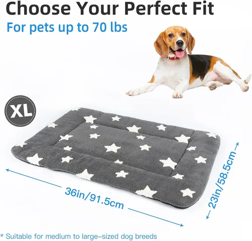 Miniatura 6 de Mora Pets Almohadilla para Jaula de Perro Colchoneta de Cama de Perrera para Perros Grandes Lavable Cama para Mascotas con Lindas Estrellas para Gris