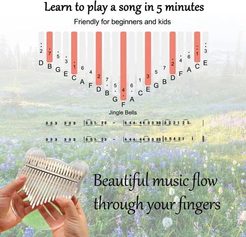 Miniatura 4 de YUNDIE - Piano de pulgar acrílico Kalimba, portátil de 17 teclas, piano de cristal Mbira, instrumentos musicales, regalo de cumpleaños para adultos