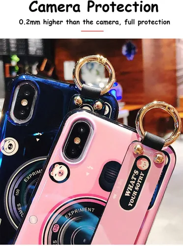Miniatura 6 de Bonita funda cruzada compatible con Samsung Galaxy A32 5G, con correa para la muñeca, cordón para atril y funda para cámara 3D, de silicona suave, a