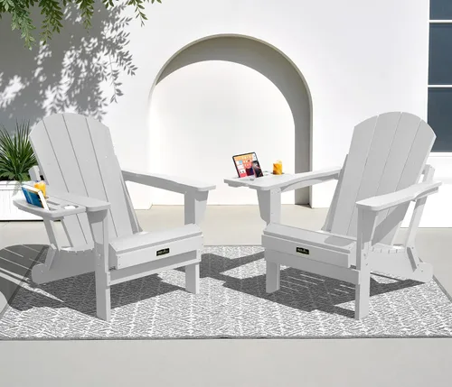 Miniatura 48 de SERWALL - Silla plegable Adirondack para patio, jardín, exterior, resistente a la intemperie, sillas para hoguera, color naranja