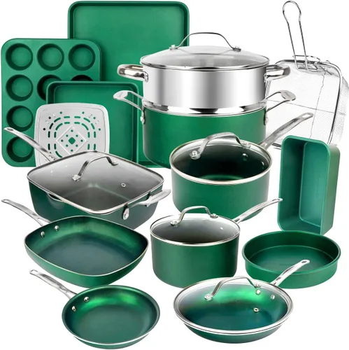 Miniatura 11 de Granitestone Ceraluxe - Juego de 20 utensilios de cocina de cerámica antiadherentes, juego completo de ollas y sartenes antiadherentes con juego