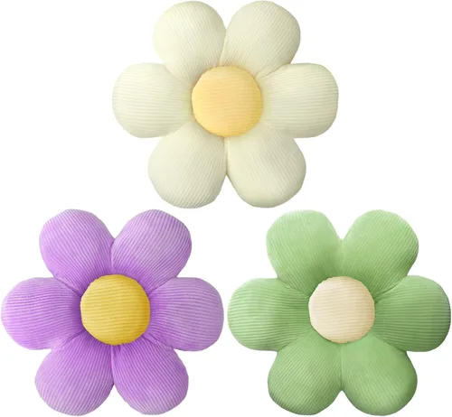 Sratte 3 almohadas de flores en forma de flor, bonitas almohadas de felpa con margaritas, cojín decorativo de asiento para dormitorio, hogar, sofá,