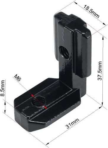 Miniatura 2 de BELLA BAYS 40Series 10Sets de conector interior negro en forma de L, conector de esquina oculta, accesorios de extrusión de aluminio 4040