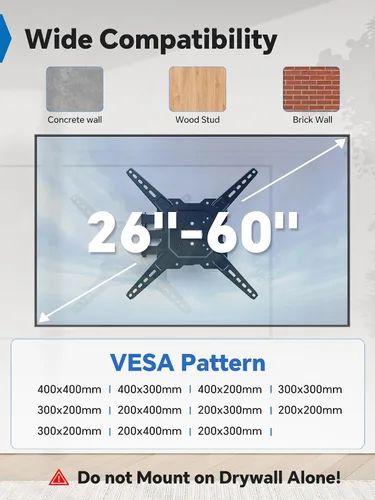 Miniatura 2 de Simple Trending Soporte de pared para TV de movimiento completo para televisores y paneles planos de 26" a 60", soporte de movimiento de TV