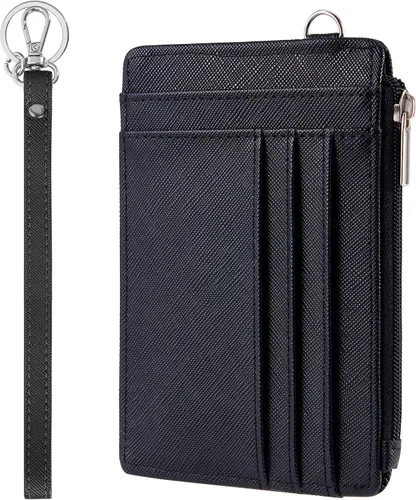 Miniatura 8 de SEAVILIA Billetera pequeña para mujer, delgada, llavero, carteras RFID para tarjetas de crédito con bolsillo con cremallera, ventana