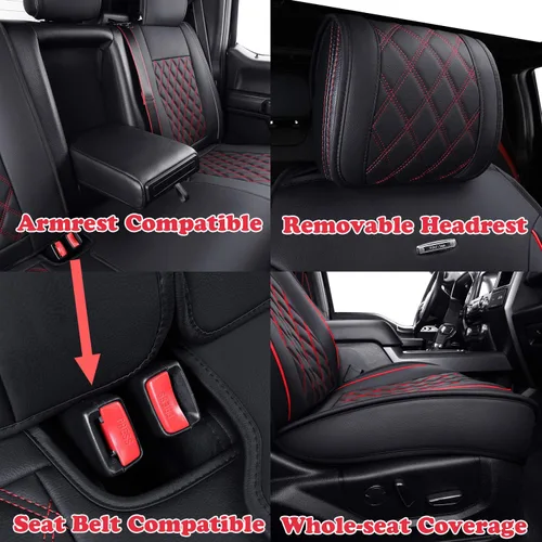 Miniatura 5 de Aierxuan - fundas de asiento de automóvil Negro-rojo
