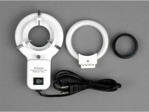 Miniatura 6 de AmScope Microscopio estéreo trinocular SW-3T24Y-FRL, oculares WH10x, aumento 20X/30X/40X/60X, objetivo 2X/4X, soporte de brazo único, luz de anillo