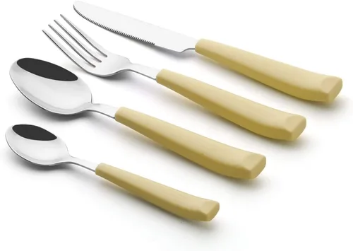 Miniatura 3 de Annova WF232 - Juego de cubiertos de acero inoxidable con asas de colores cómodos de sostener, 4 tenedores de cena, 4 cuchillos, 4 cucharas de cena