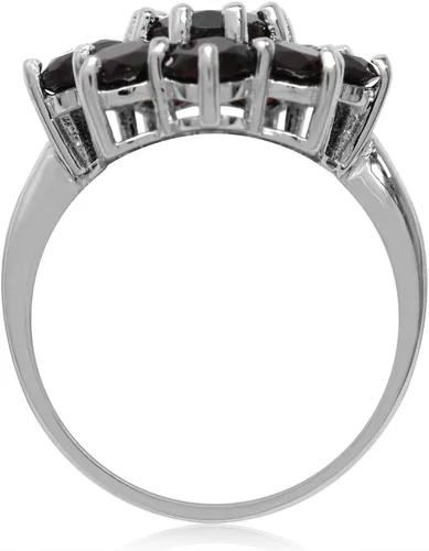 Miniatura 3 de Silvershake Anillo de plata de ley 925 chapado en oro blanco con piedras preciosas auténticas, joyería para mujer