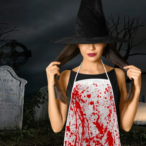 Miniatura 5 de Delantal Sangriento de Halloween Accesorio de Disfraz de Carnicero con Huella de Mano Aterradora para Adultos Mujeres Hombres Cosplay Fiesta Cocina