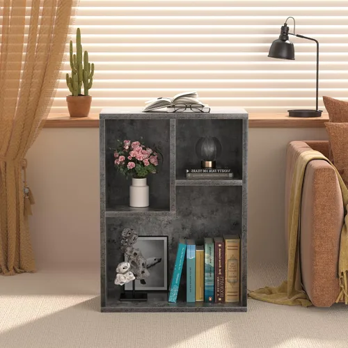 Miniatura 7 de VECELO Estantería pequeña de 3 cubos, bibliotecas modernas con estantes de hasta 12.8 pulgadas, apto para libros de texto de tamaño común, vertical