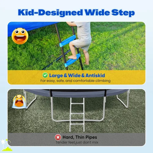 Miniatura 5 de JUPA Trampolín de 8 pies, 10 pies, 12 pies, 14 pies, vagabundo para exteriores con red de cierre, trampolín de 410 libras para niños, trampolín