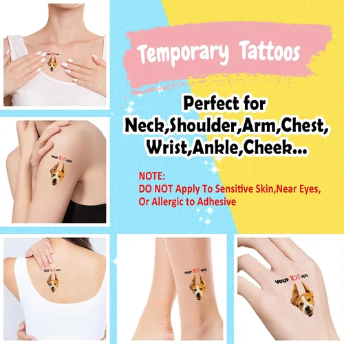 Miniatura 3 de Calcomanías de tatuajes temporales personalizadas, personaliza el tatuaje con nombre y foto de tu amor para fiestas de cumpleaños, Halloween