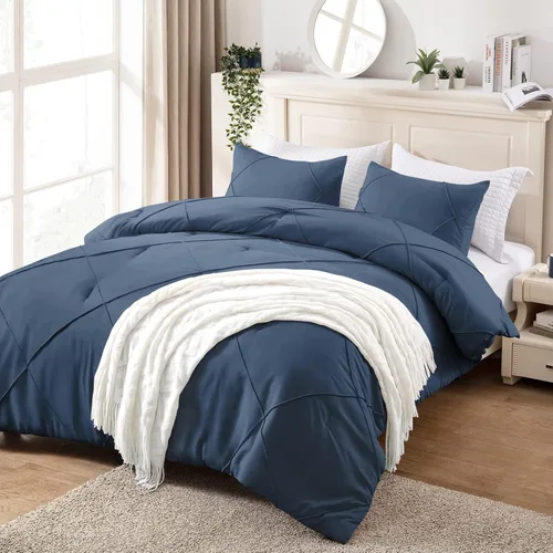 Miniatura 8 de BYSURE Juego de 2 piezas de edredón individual (negro), juego de ropa de cama ligero con 2 fundas para almohadas, juego de edredón de plumón