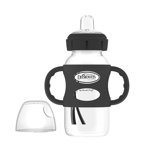 Miniatura 7 de Dr. Brown's Milestones - Botella de cuello ancho con asas 100% de silicona, asas de fácil agarre con boquilla suave para sorber, 9 onzas, azul