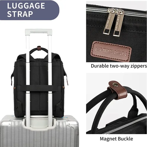 Miniatura 6 de EMPSIGN Mochila para laptop de 15.6 pulgadas para mujer, bolsa de trabajo de negocios, repelente al agua, mochila informal con puerto USB