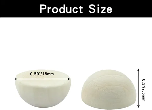Miniatura 5 de Hitefu 300 mini cuentas de media madera, bolas de madera divididas redondas sin terminar a granel para pintura de manualidades, proyectos de adornos