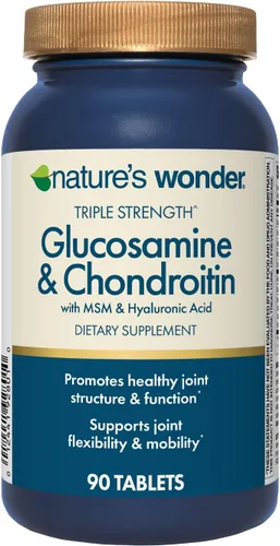 Nature's Wonder Glucosamina Condroitina de Triple Fuerza con MSM y Ácido Hialurónico y Boswellia para la Salud de las Articulaciones, Apoya la