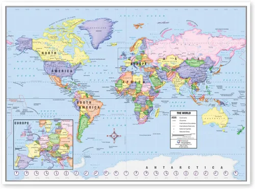 Miniatura 4 de Mapa de escritorio de Estados Unidos y el mundo (laminado de 13 x 18 pulgadas) para estudiantes, uso doméstico o en el aula por Lighthouse