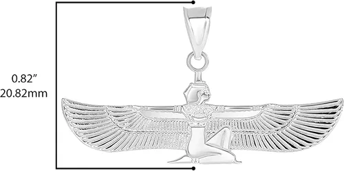Miniatura 4 de Solid .925 Sterling Silver Winged Egyptian Goddess Isis Pendant Necklace - Choice of Pendant Only or Chain Length