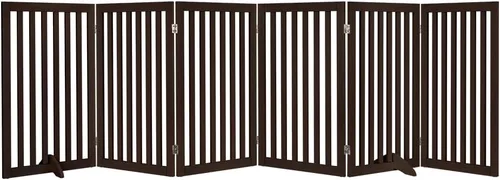 Miniatura 28 de unipaws Puerta para mascotas de pie libre de 24 pulgadas de alto para perros y gatos, puertas de madera para puerta, escaleras, valla plegable