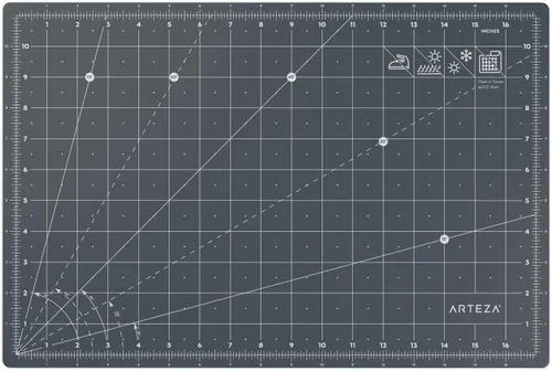 Miniatura 5 de Arteza Tapete de corte rotativo autorreparable, 12" x 18" (30.5cm x 45.7cm) con cuadrícula y superficie antideslizante para tela, papel, vinilo