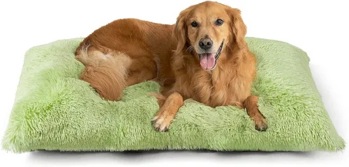 Miniatura 16 de EHEYCIGA Cama Esponjosa para Jaula de Perros Grandes, Almohadilla de Jaula de Piel Sintética Afelpada, Cama Calmante Anti-Ansiedad para Perros Negro