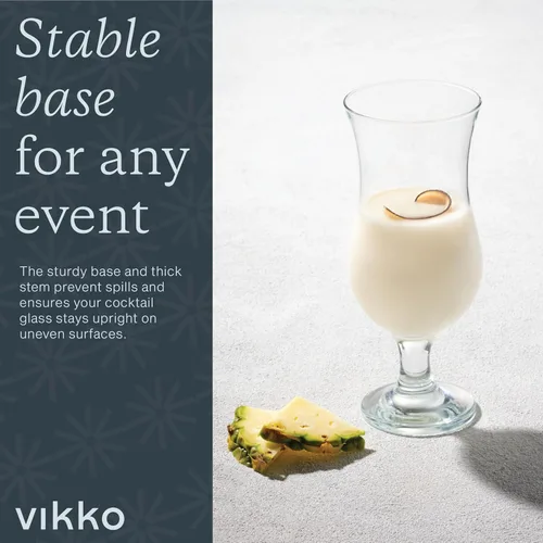 Miniatura 4 de Vikko Vasos Hurricane, juego de 4 vasos de piña colada, juego de vasos de cóctel de 13.25 onzas, vidrio de fiesta duradero apto para lavavajillas
