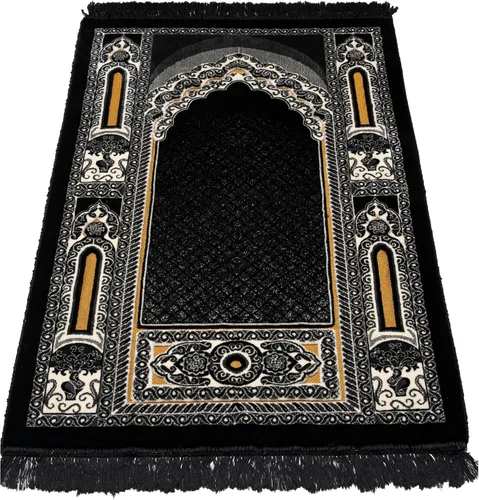 Modefa Alfombra de oración islámica – Alfombra de terciopelo grande y ancha de doble felpa – Janamaz musulmán tradicional – Alfombra de oración