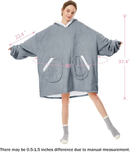 Miniatura 6 de American Trends Wearable Blanket Hoodie, Oversized Sherpa Warm Hoodie Blanket Thick Sweatshirt, Gift for Women Men Girls
