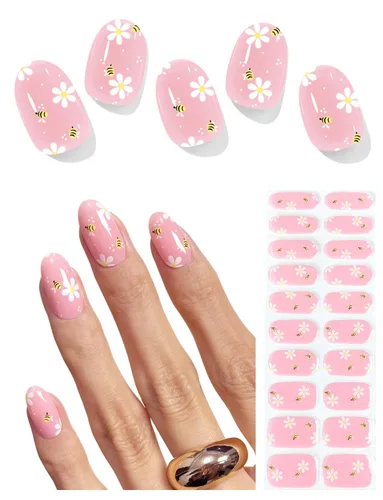 Miniatura 7 de AutyaMee Tiras de uñas de gel semicuradas (limón fresco), 20 unidades de envolturas de uñas de gel, calcomanías, calidad de salón, arándano, verano